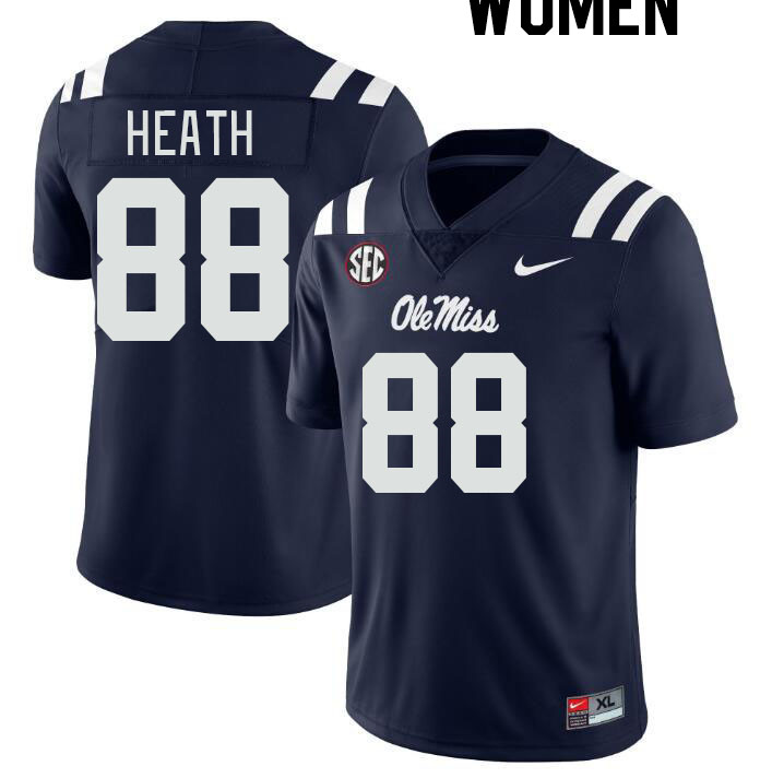 Women #88 Kyirin Heath Ole Miss Rebels College Football Jerseyes Stitched Sale-Navy